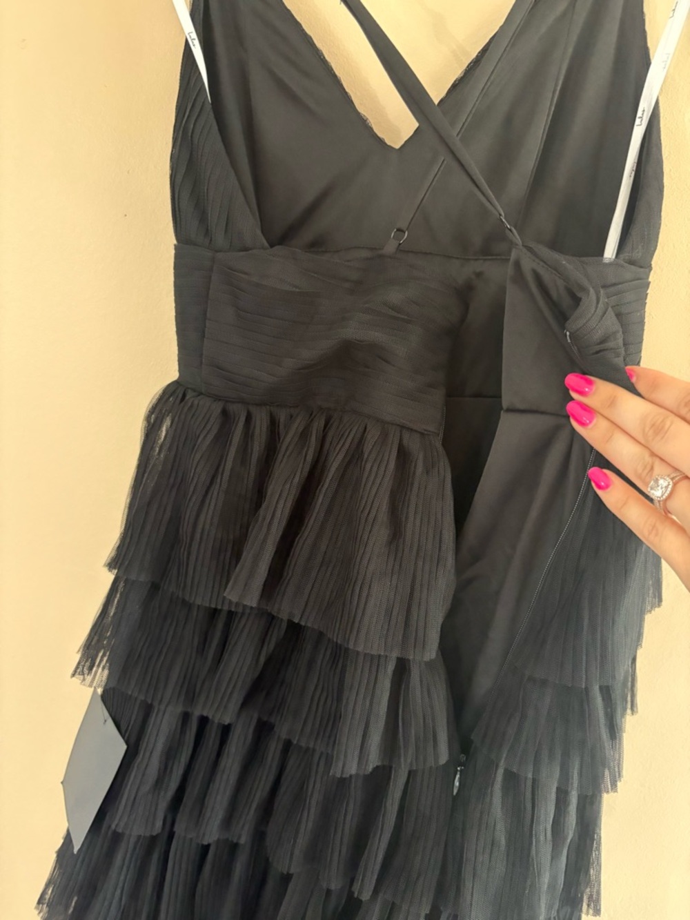 Lulus Radiant Event Black Mesh Tiered Pleated Backless Maxi Dress Size XS Formal - Picture 8 of 9